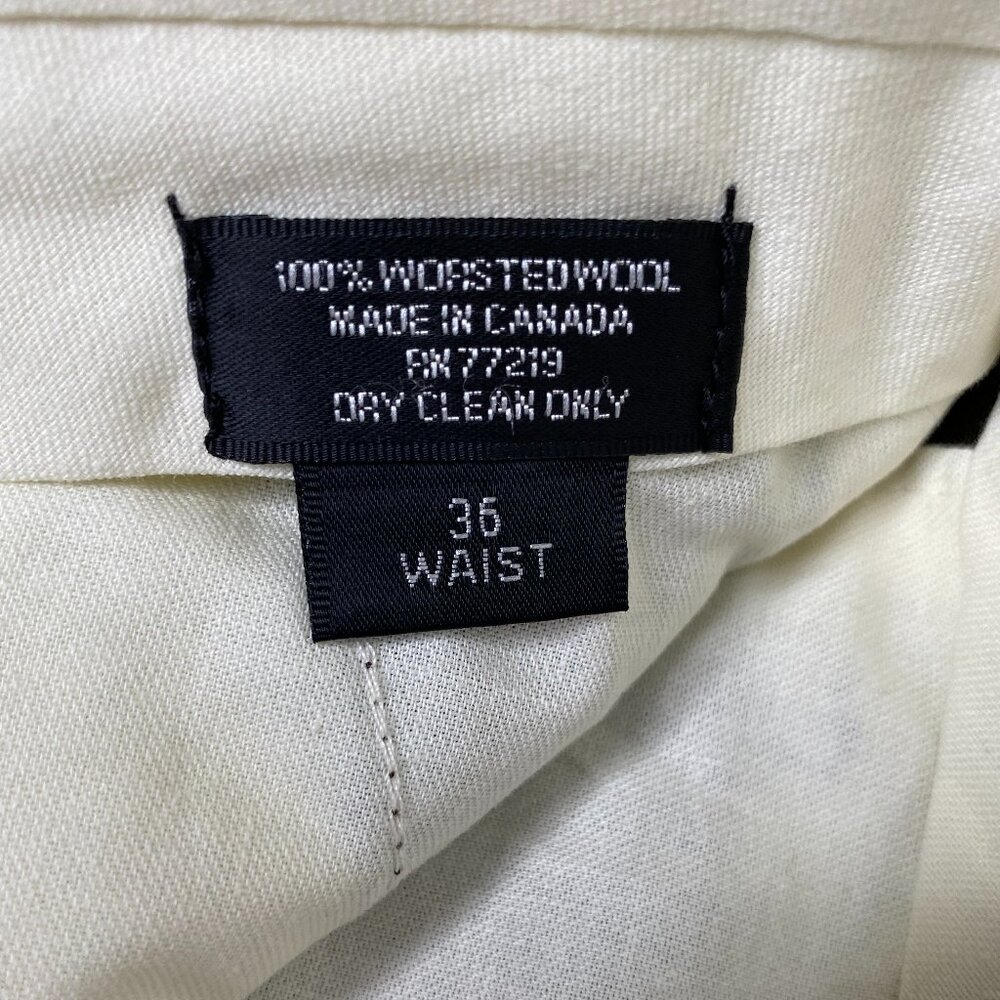 Paul Dione 100% Worsted Wool Pleated Dress Pants Men's 36 Mid Rise Green Office - Picture 6 of 16